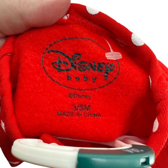 Disney Minnie Mouse 3-6M Outfit Red Polka Dot Snap Button Fleece Footed Pant NWT - Picture 7 of 9